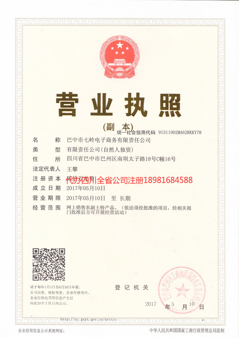 雷州雷州七岭电子商务有限责任公司
